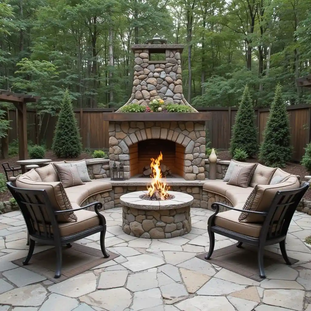 Outdoor Fireplace Sitting Ideas