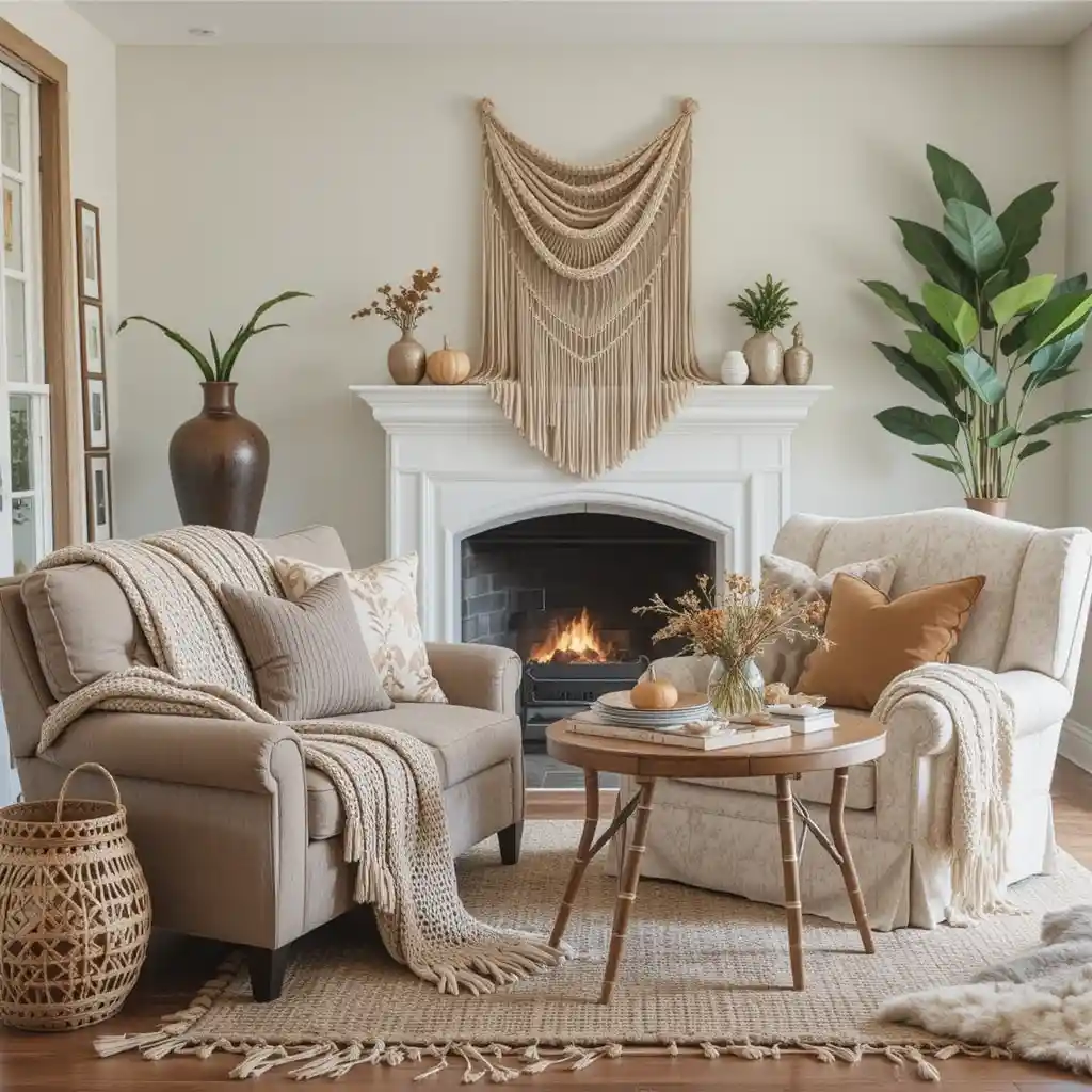boho Thanksgiving living room décor ideas