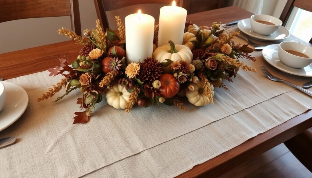 Fall Table with Candles and table runner