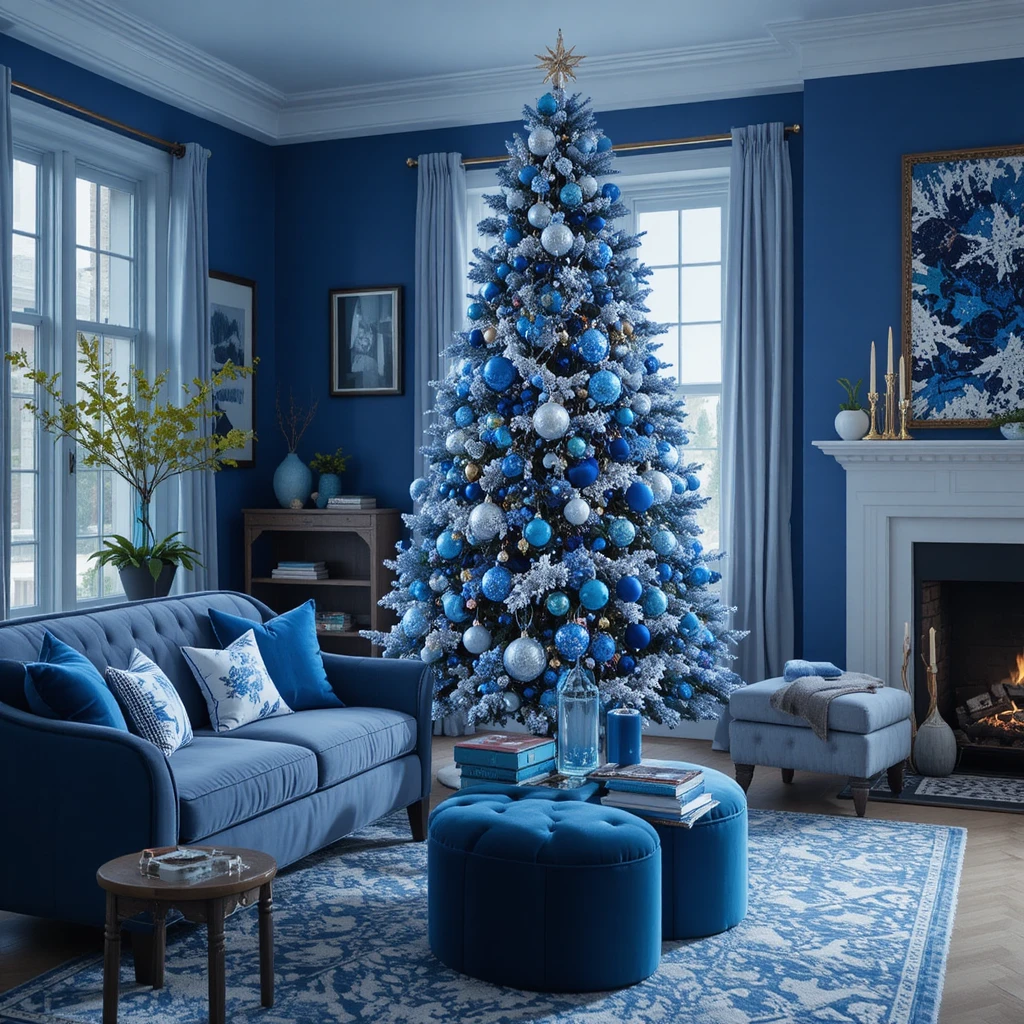 Blue Christmas Living Room Ideas