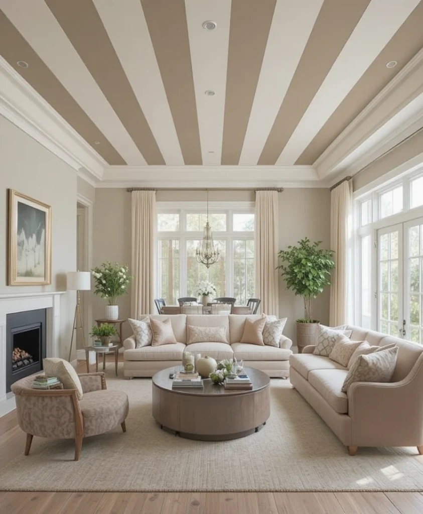 Stripey Ceiling Living Room Ideas 2026