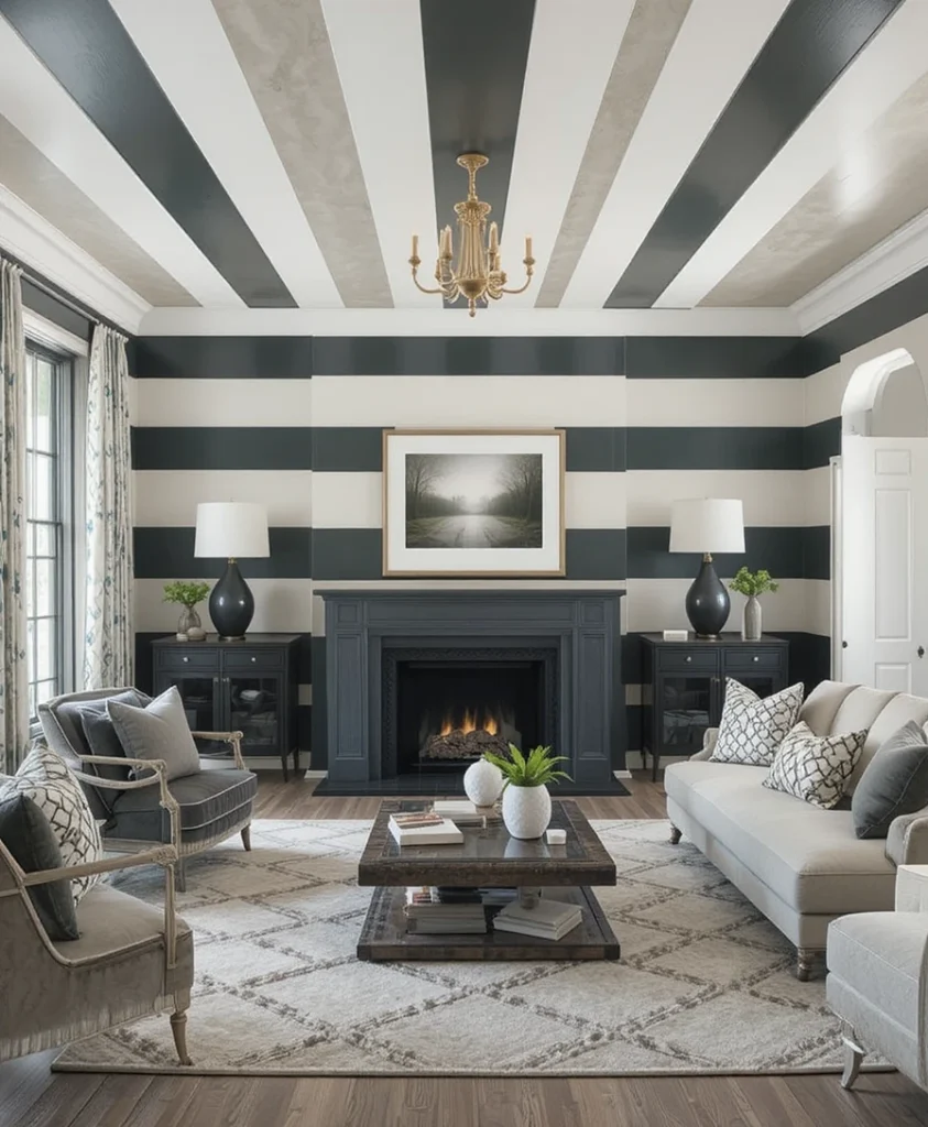 Stripey Ceiling Living Room Ideas 2026