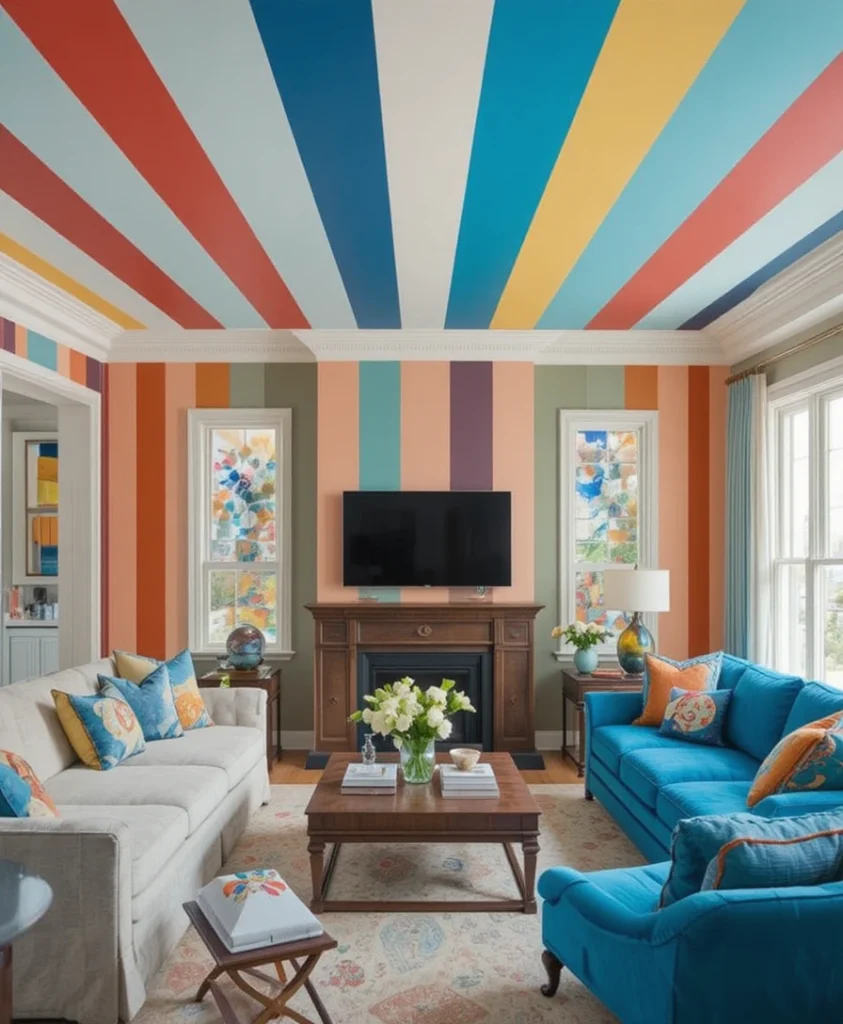Stripey Ceiling Living Room Ideas 2026