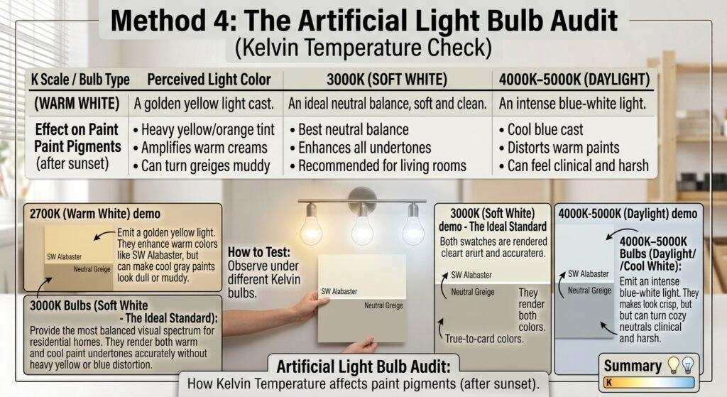 DIY testing method to determine how kelvin temperature affects paint pigments after sunset